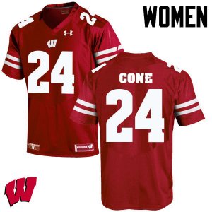Women's Wisconsin Badgers NCAA #24 Madison Cone Red Authentic Under Armour Stitched College Football Jersey PR31D85XT